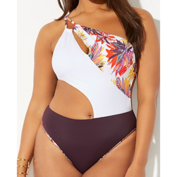 Ashley Graham Other - Ashley Graham Vertex one shoulder swimsuit 13u3!